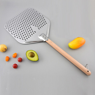 12inch Stainless Steel Pizza Shovel Removable Beech Wood Handle Hollow Shovel Kitchen Baking Cake Oven Transfer Shovel