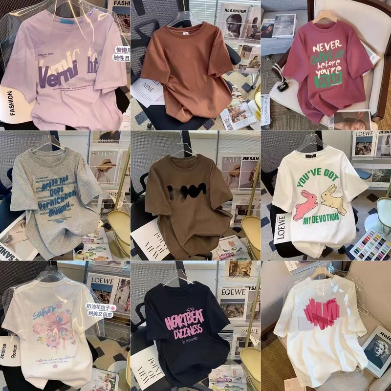 2025 新しい純粋な綿半袖 tシャツ女性の服女性のトップス半袖 tシャツルーズ tシャツ女性の半袖卸売供給|undefined