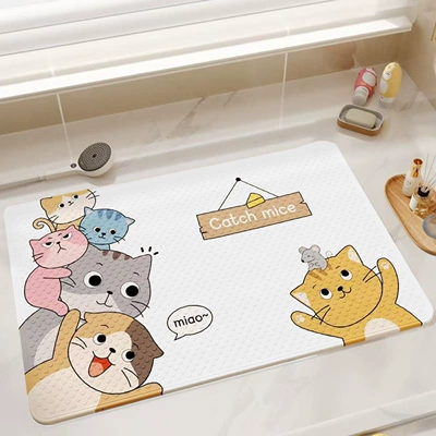 Printed Bathroom Non-Slip Mat, Avtomobil döşəmə paspasları - cat-family-no-37-3665cm-official-authentic-product