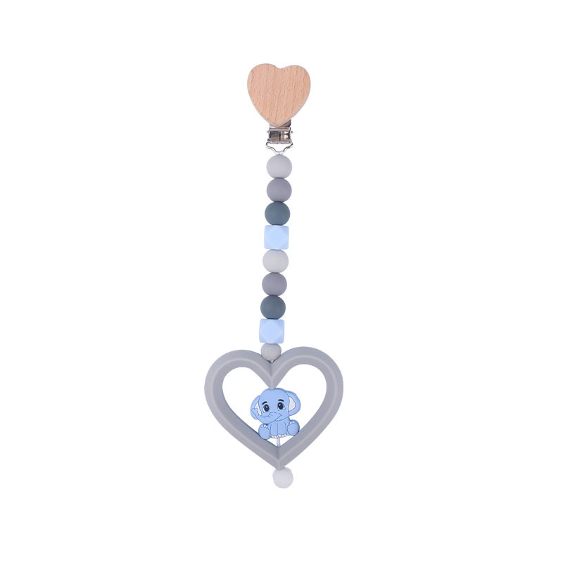 Bebé DIY creativo haya clip de chupete de dibujos animados nuevo amor silicona animal campana chupete cadena coche colgando joyería