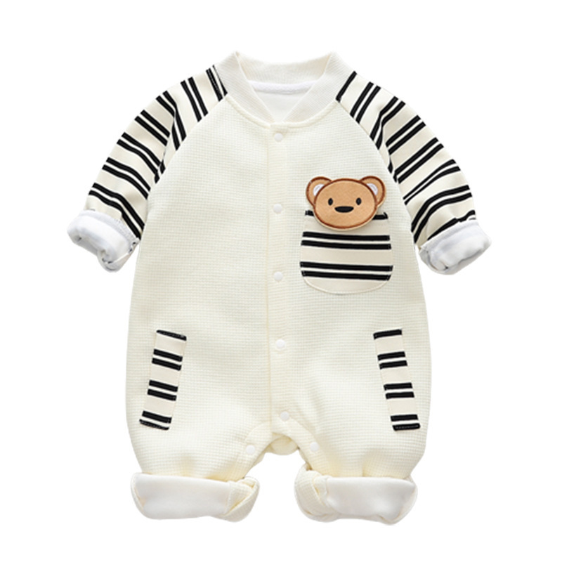 Ropa de primavera para bebé mono manga raglán a rayas mameluco de dibujos animados luna llena bebé lindo oso traje de escalada coreano primavera y otoño