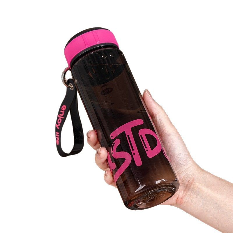 Chanuo nuevo estilo de estudiantes simple té plástico portátil taza de mano 550ml taza de agua de plástico de acondicionamiento físico de verano