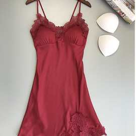 欧美情趣内衣女 欧美性感家居睡裙 蕾丝顺滑情趣吊带裙批发