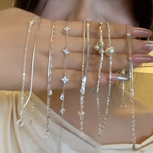 潮流个性时尚设计水晶锆石手链女款爱心百搭手环手镯轻奢素银配饰