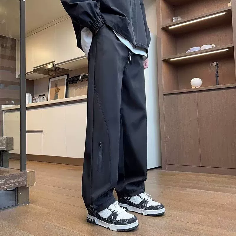 Мужские софтшелл брюки 2025 новые летние быстросохнущие свободные повседневные прямые спортивные карго длинные брюки