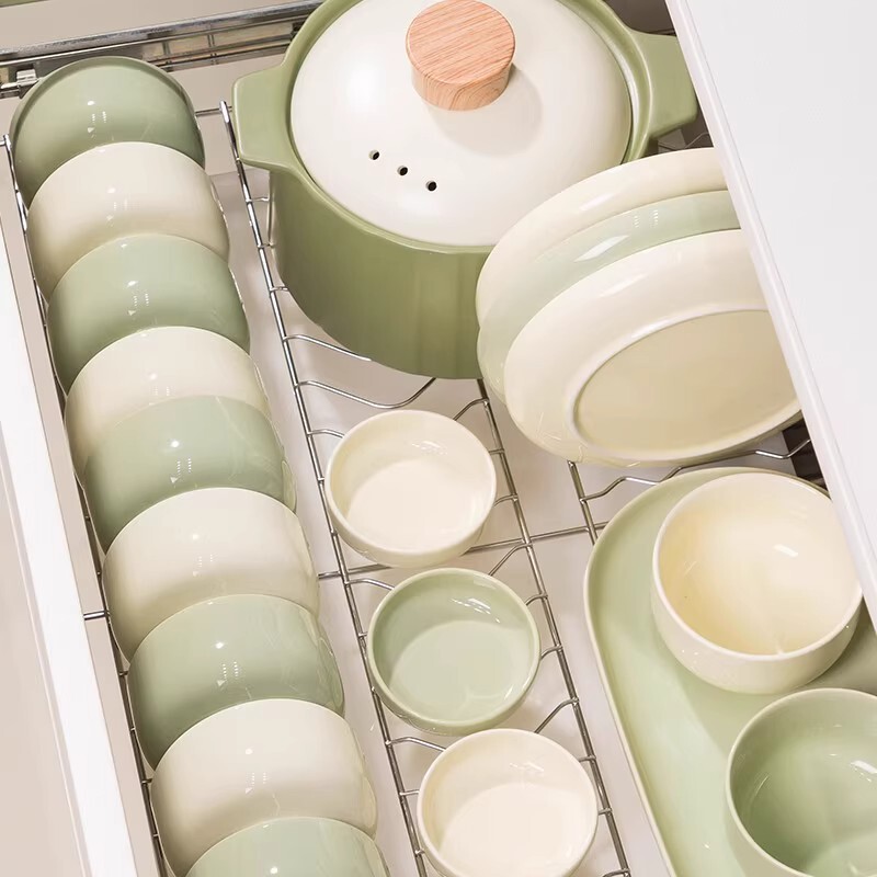 Dish and Bowl Set Ceramic Tableware Underglaze Color Cream Style Household Ceramic Tableware Plate Chopsticks Soup Bowl Noodle Bowl Rice Bowl