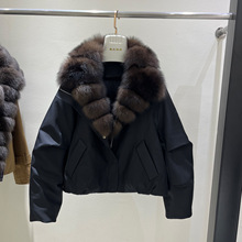 冬季新款狐狸大毛领短款羽绒服女加厚保暖派克服时尚皮草外套女