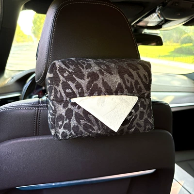 Car Tissue Box Cross-Border Leopard Car tissue box/set - leopard-print-tissue-box-black