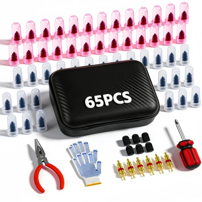 tire repair tool set Tire – Repair kit - 65-piece-tire-repair-tool-kit-26-large-rubber-nails-26-small-rubber-nails