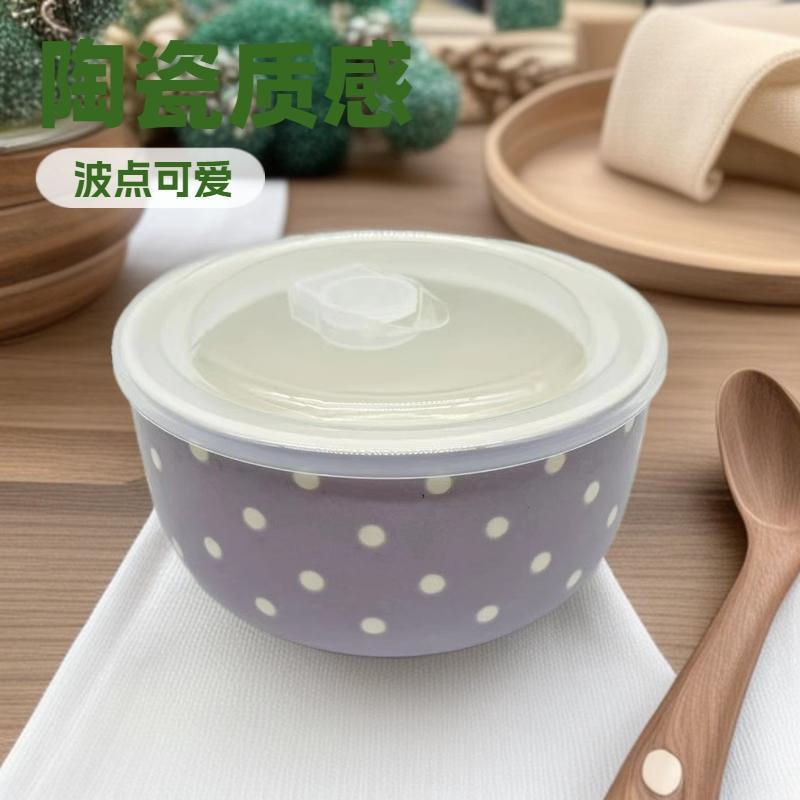 Polka Dot Bowl Food Bowl Plate Dinner Plate Tableware Set Rice Bowl Soup Bowl Ceramic Instant Noodle Bowl Home