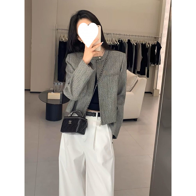 High-end sense small fragrance style short coat women 2024 new niche socialite style temperament tweed suit coat