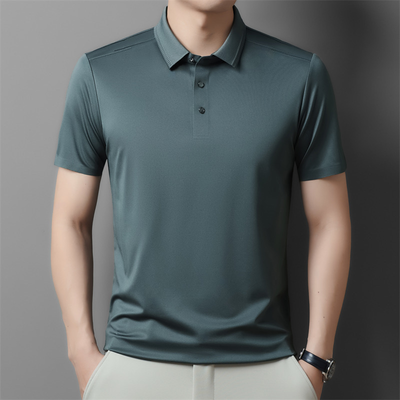 Genuine Brand 100% Mulberry Silk Polo Shirt Short-Sleeved Men's 2026 Summer Lightweight and Comfortable Lapel Base T-Shirt for Men Genuine Brand 100% Mulberry Silk Polo Shirt Short-Sleeved Men's 2026 Summer Lightweight and Comfortable Lapel Base T-Shirt for Men