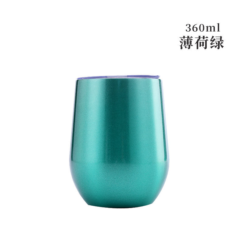 Taza de cáscara de huevo de 12oz transfronteriza regalo de doble capa de acero inoxidable copa de vino tinto taza de vientre grande aislamiento al vacío en forma de U swig pollo