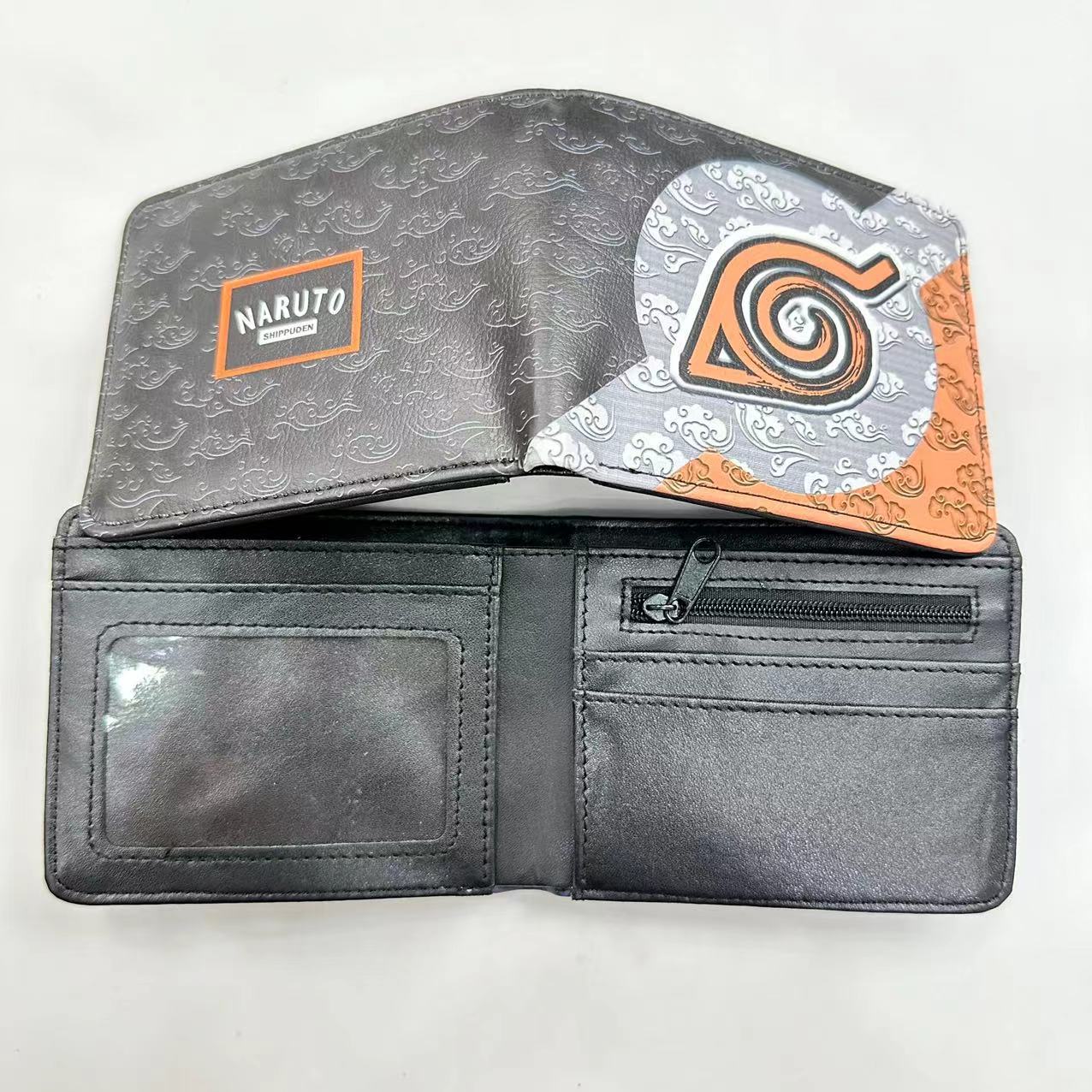 Hokage billetera Ninja Boy Sasuke Naruto nuevo tipo de bolso de tarjetas, bolso de cambio de dibujos animados Fuego Nube, cartera de cambio PU, bolso de piel