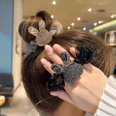 高級感水鑽兔子頭繩2023年新款氣質發圈高端皮筋女扎頭皮套發繩