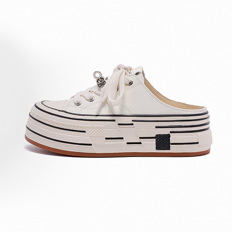 Women's Thick Soled Closed Toe Slippers Lace Up Versatile Shoes_voghion.com