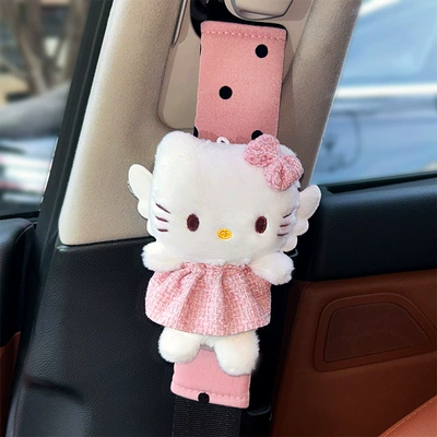 Car Seatbelt Shoulder Pads Are Comfortable Seat belt shoulder pad - pink-angel-kitty-shoulder-cover