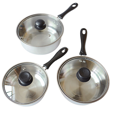 Ten Yuan Store Supply 16/18/20cm Stainless Steel Soup Pot Single Handle Boxed Milk Pot 9.9 Instant Noodle Pot Wholesale