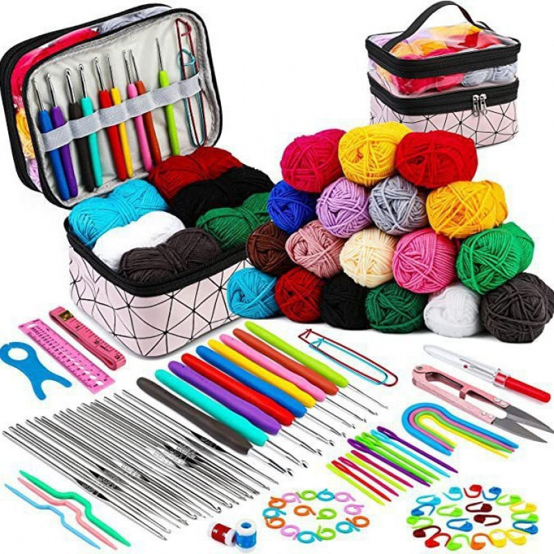 105-Piece Crochet Tool Set DIY Handmade Knitting and Sewing Kit Including Yarn Storage Bag Tpr Crochet Set
