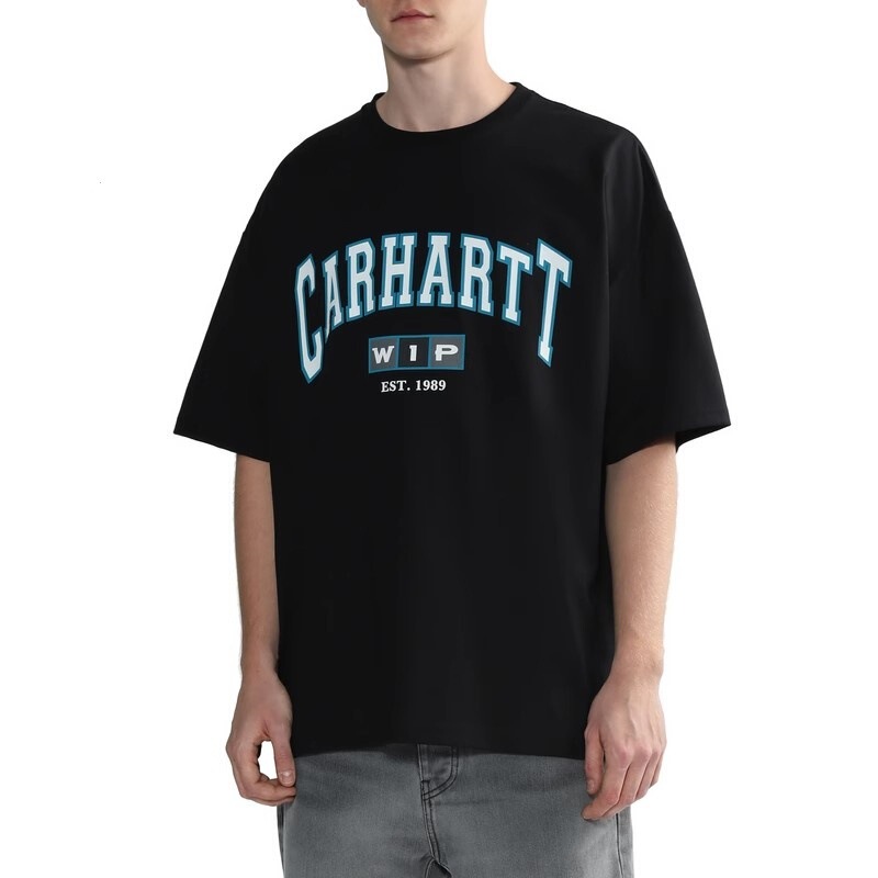 European and American Fashion Brand New WIP Short-sleeved T-shirt Men's Spring and Summer School Style LOGO Letter Pattern Printing Carhart