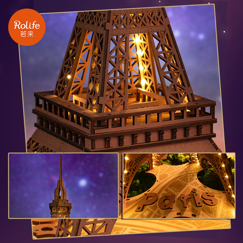 Si el estado es una colección de creación Torre Eiffel de madera 3d rompecabezas tridimensional construcción de bloques de construcción juguetes personalizados