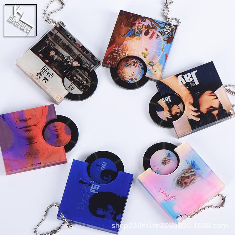 Acrylic Nfc Pull-Out Keychain Customized Mini Album Vinyl Record Cddiy Star Support Pendant Peripherals