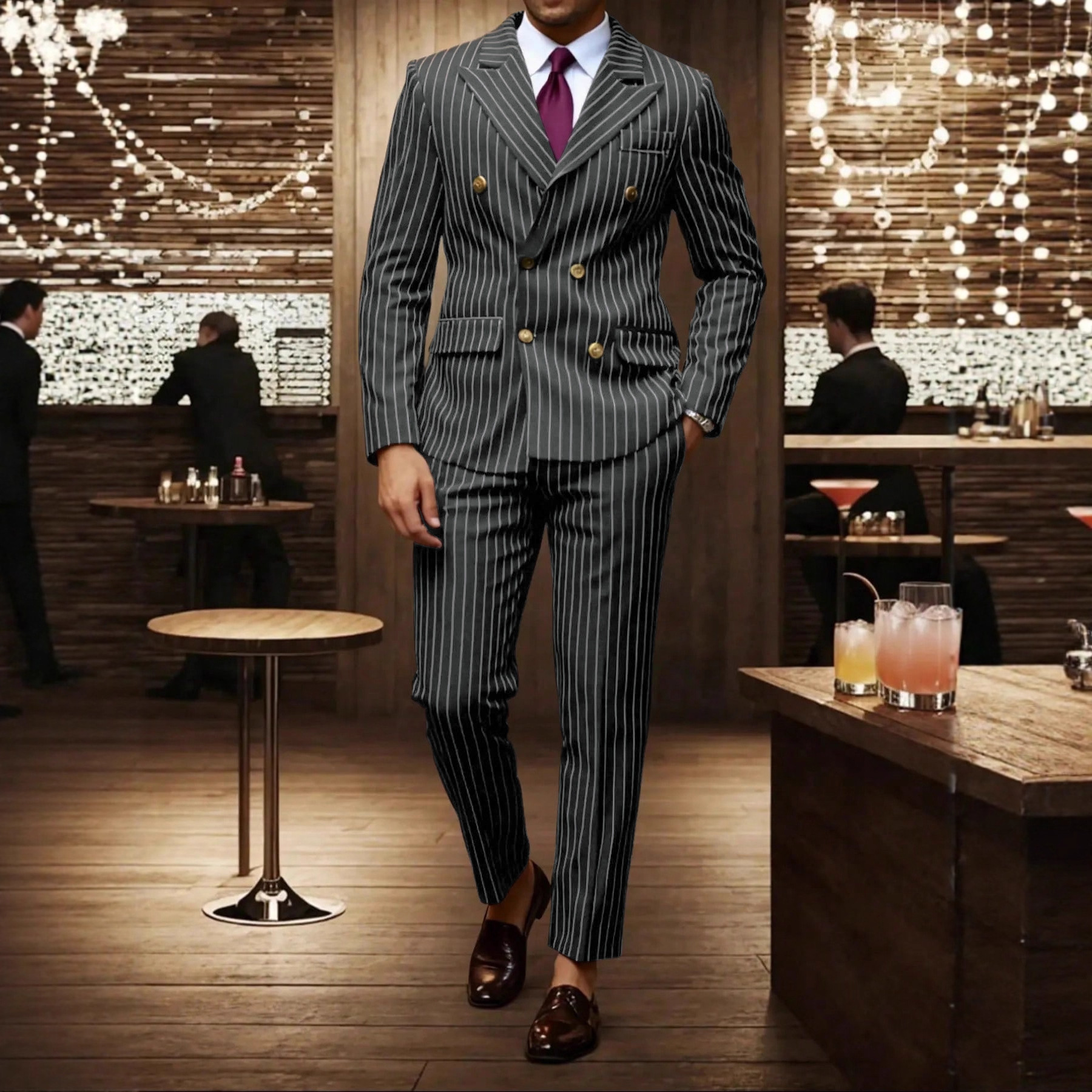 2026 Cross-border European American Suits, Men's Striped Suits Trousers For Business, Dinner, And Wedding 241014_voghion.com