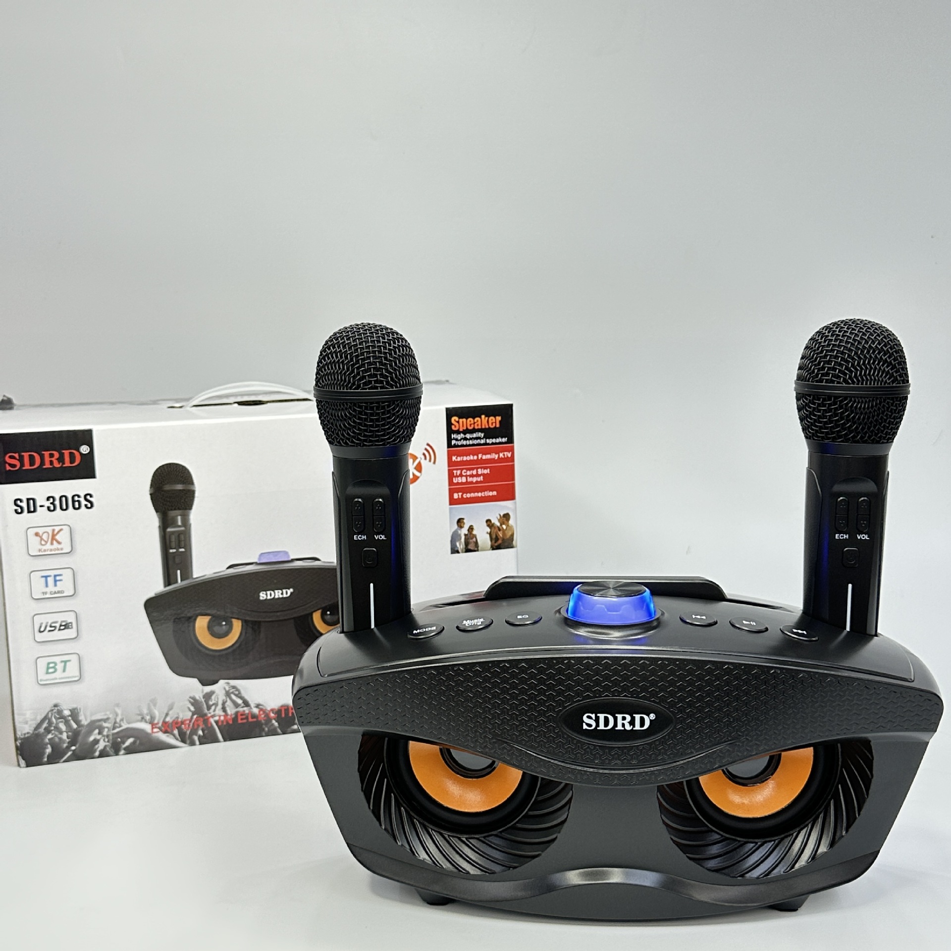 Sd306S Duet Microphone Home Tv Ktv Set Bluetooth Speaker Integrated Bluetooth Microphone Owl Audio-Video