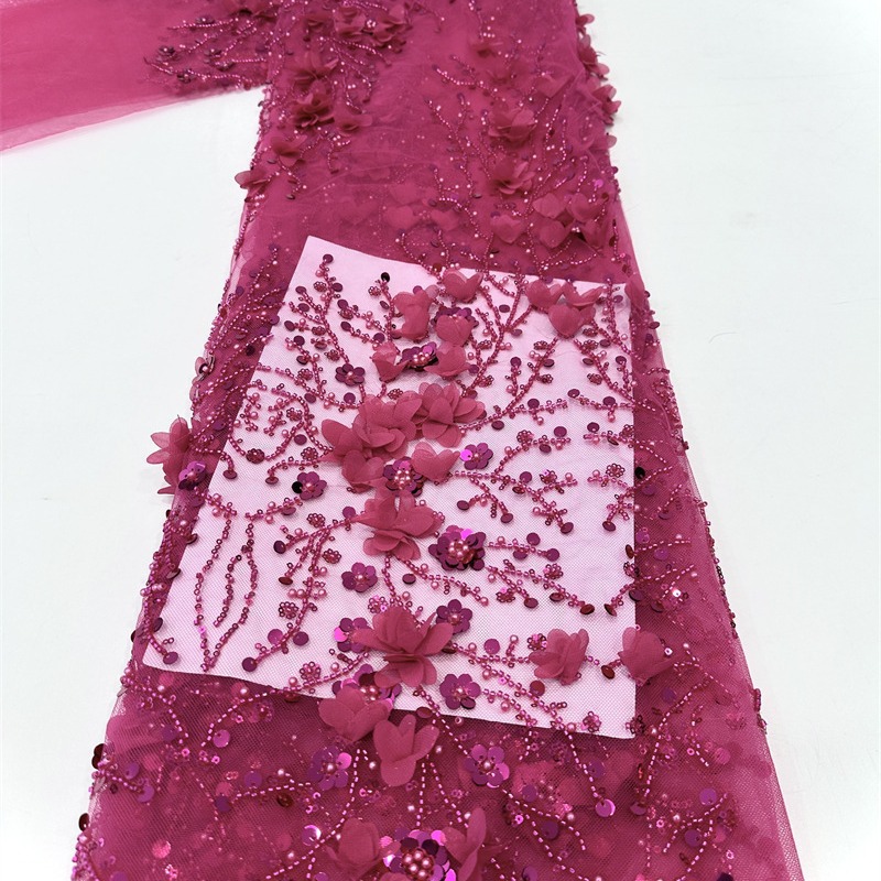 Flor de moda pegatinas tubo de perlas sequin tejido bordado vestido de novia vestido de moda vestido de tela pequeña tela de aire fresco image 4