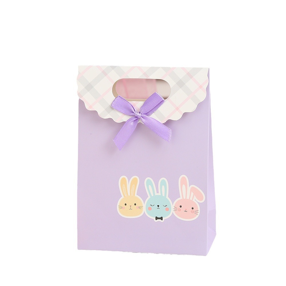 Bolsa de cartón blanco de dibujos animados conejo flip bolsas de regalo bolsas de embalaje de regalo de alta calidad