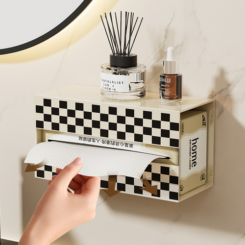 Bathroom tissue box, home living room desktop, multi-functional light luxury wall hanging, punch-free face towel plastic tissue box