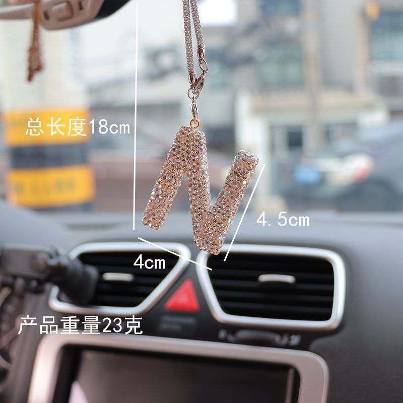 レターカーペンダント セラミック粘土 車のインテリアペンダント レディース ラインストーン 車のバックミラーペンダント ペンダント