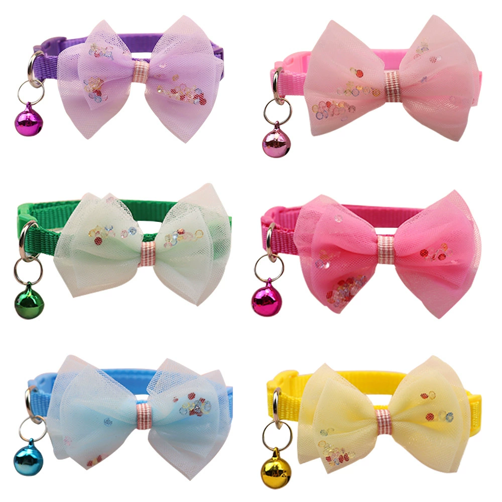 Трансграничный новый ошейник для кошек, ошейник для домашних животных, бант, колокольчик, ошейник для собак, регулируемые товары для домашних животных