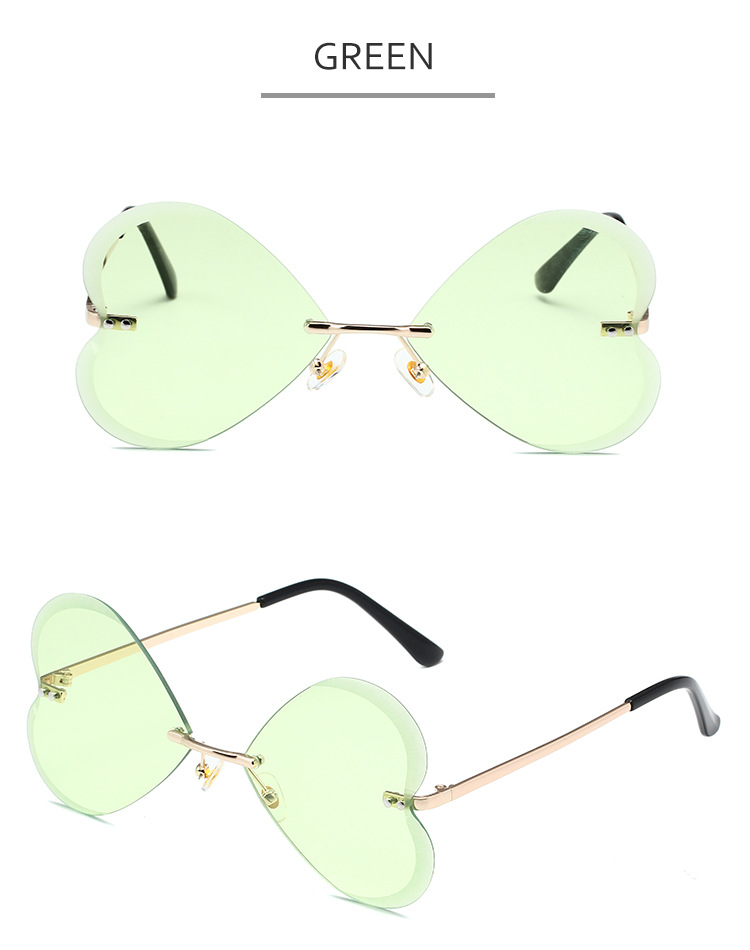 Butterfly Frameless Sunglasses Retro Trend Love Heart Personality Metal Sunglasses For Women_viptrois.com