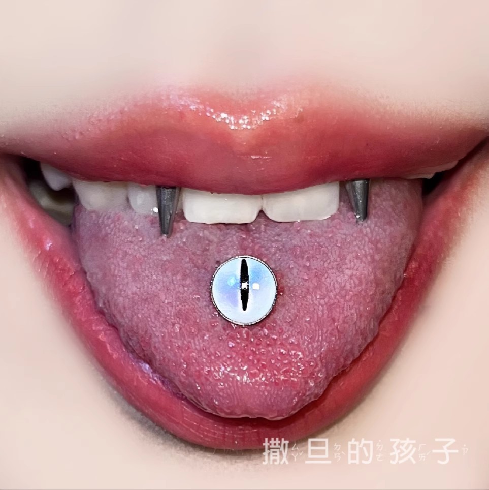 Magic Pupil Tongue Stud Spice Girl Sweet Cool External Thread Titanium Steel Eyes Tongue Ring detail image 4