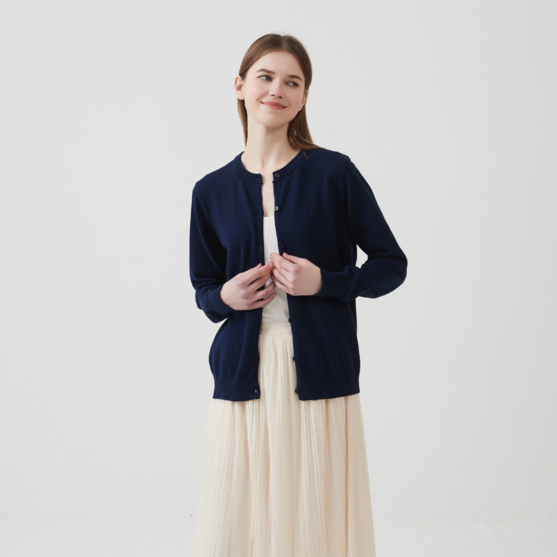 2026 Spring and Autumn Thin Cotton Women's Cardigan Knitted Jacket Women's Clothing Adult Women's Top Thin Multi-Color Sweater for Women