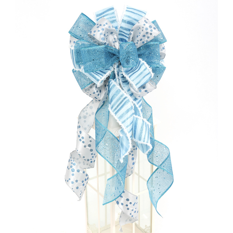 Cruz-frontera grande cuadros lentejuelas cinta Navidad decoración escena árbol de Navidad arco superior