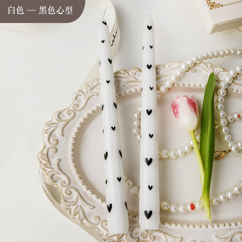 25cm印花长杆蜡烛欧式浪漫烛光晚餐婚庆节日结婚家用跨境无烟蜡烛|undefined
