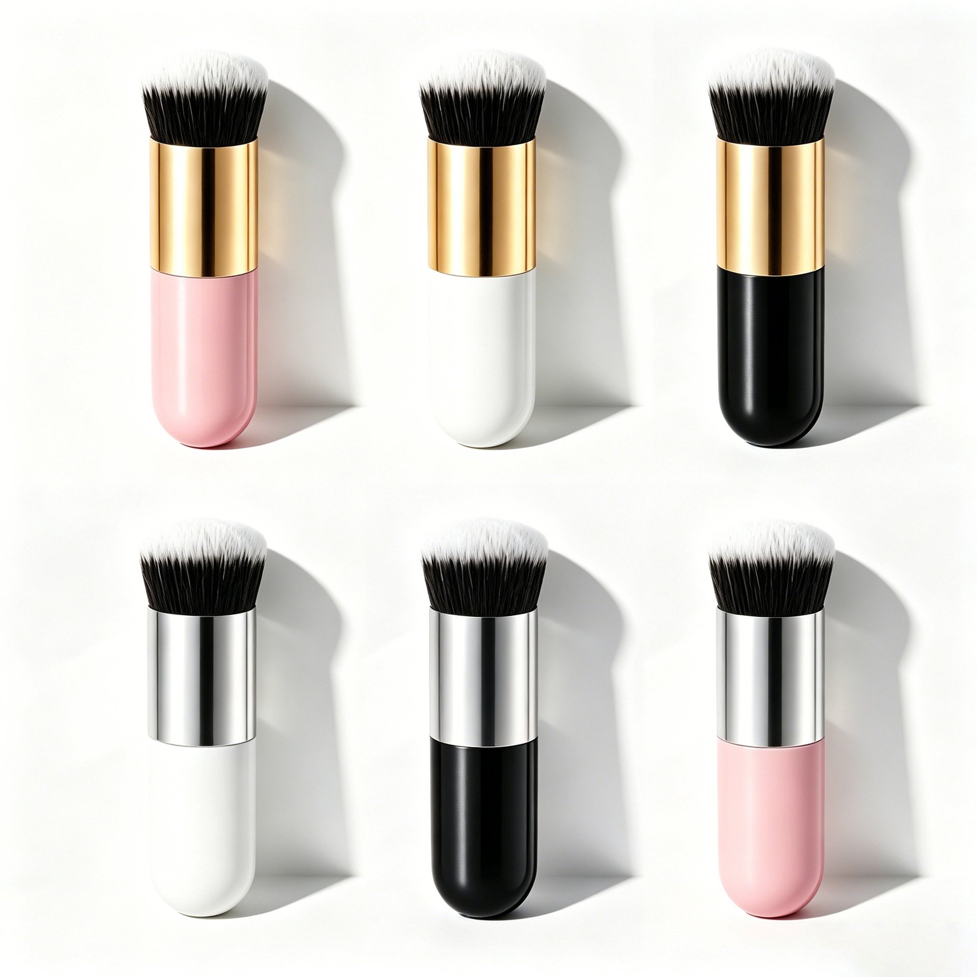 Brocha de Maquillaje con Mango de Plástico de Shenzhen 2025, Modelo Portátil, Fibra Sintética, Base de Maquillaje, Dropshipping Transfronterizo, Entrega Directa de Fábrica