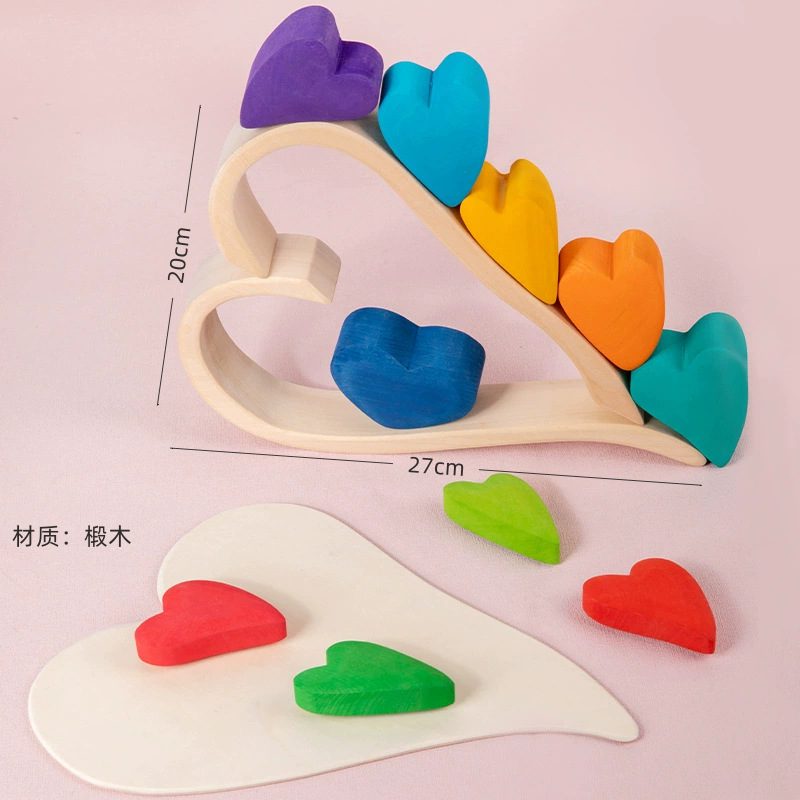 虹の積み木の大きいサイズの木製の積み重ね楽の木製の赤ちゃんは早く子供の益智のおもちゃの卸売りを教えます。