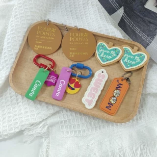 皮质吊牌钥匙扣定制圆形珠链皮牌包包挂件UV印PU皮革挂件钥匙扣