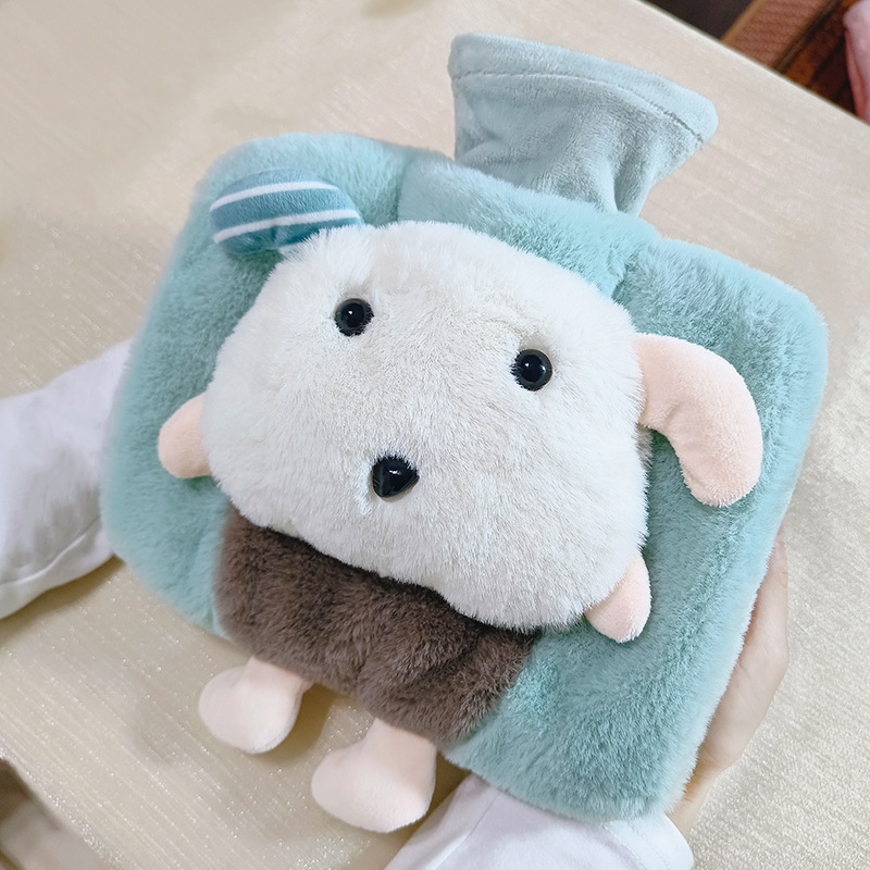 Plush Pillow with Double Hand Pockets, Pvc Water-Filled Hot Water Bottle, In-Stock Hot Water Bottle, Hand Warmer, Water-Filled Hand Warming Device