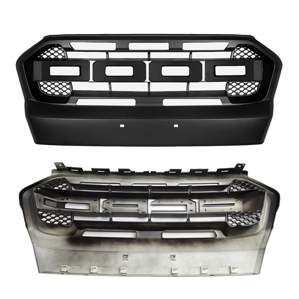 Suitable for 2015-2018 Ford Ranger T7 pickup truck front grille with lights, radiator cover, off-road modification parts
