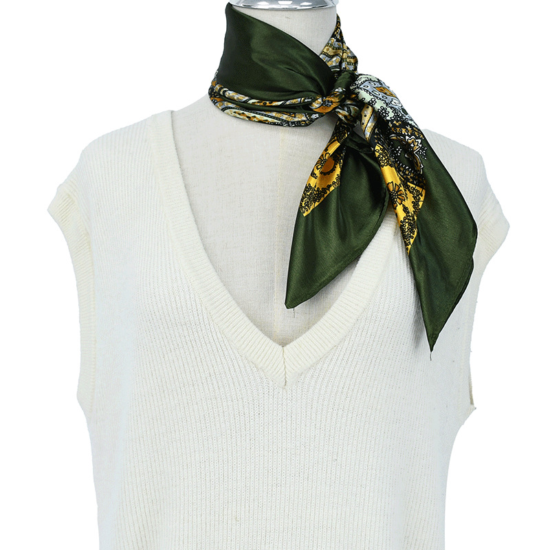 Pañuelo de seda de flor de anacardo con sentido premium retro transfronterizo nuevo pañuelo en la cabeza para damas de moda y elegante 90 pañuelo cuadrado grande