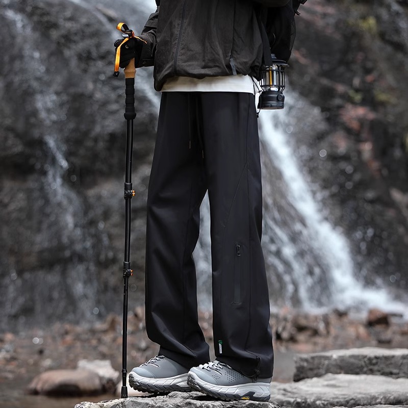 NASA montañismo de la primavera, otoño y invierno para hombres con camelón grueso a prueba de viento, impermeable, pantalones recto para hombres