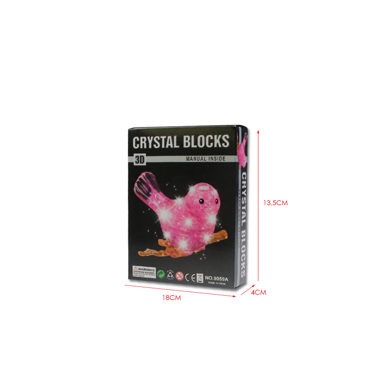 跨境儿童玩具DIY积木3D立体小鸟水晶拼图 3D立体水晶积木拼图小鸟