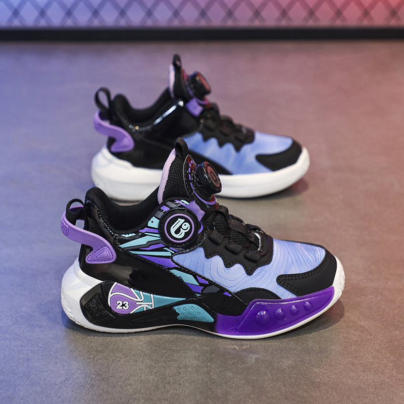 Boys shoes autumn and winter 2024 new children's fleece-lined sports basketball shoes big boys non-slip warm cotton shoes