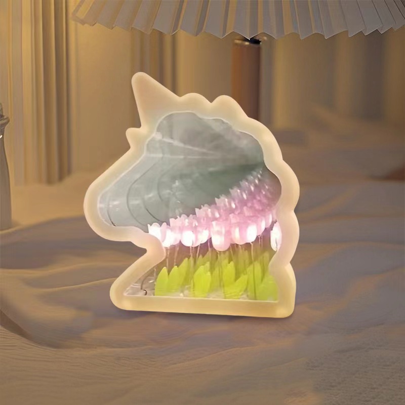 Handmade diy unicorn flower sea night light [mixed colors]