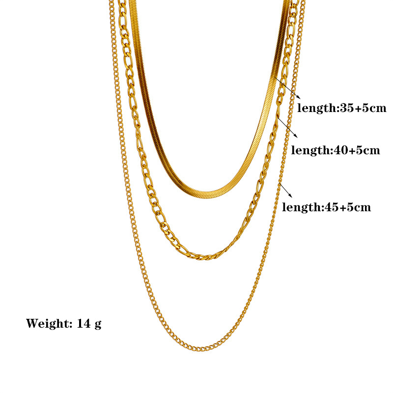 304 Stainless Steel 18K Gold Plated Vintage Style Plating Solid Color Layered Necklaces display picture 1