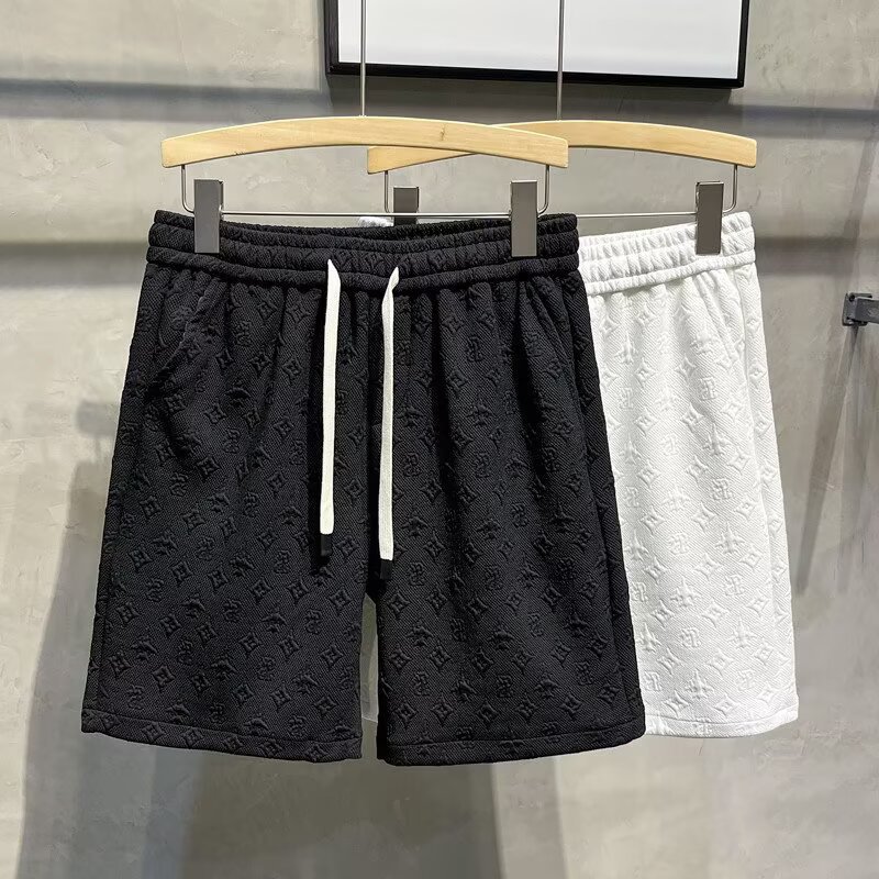 Short décontracté ample pour homme, style fin et tendance, couleur unie, jacquard cinq points, idéal pour l'été._voghion.com
